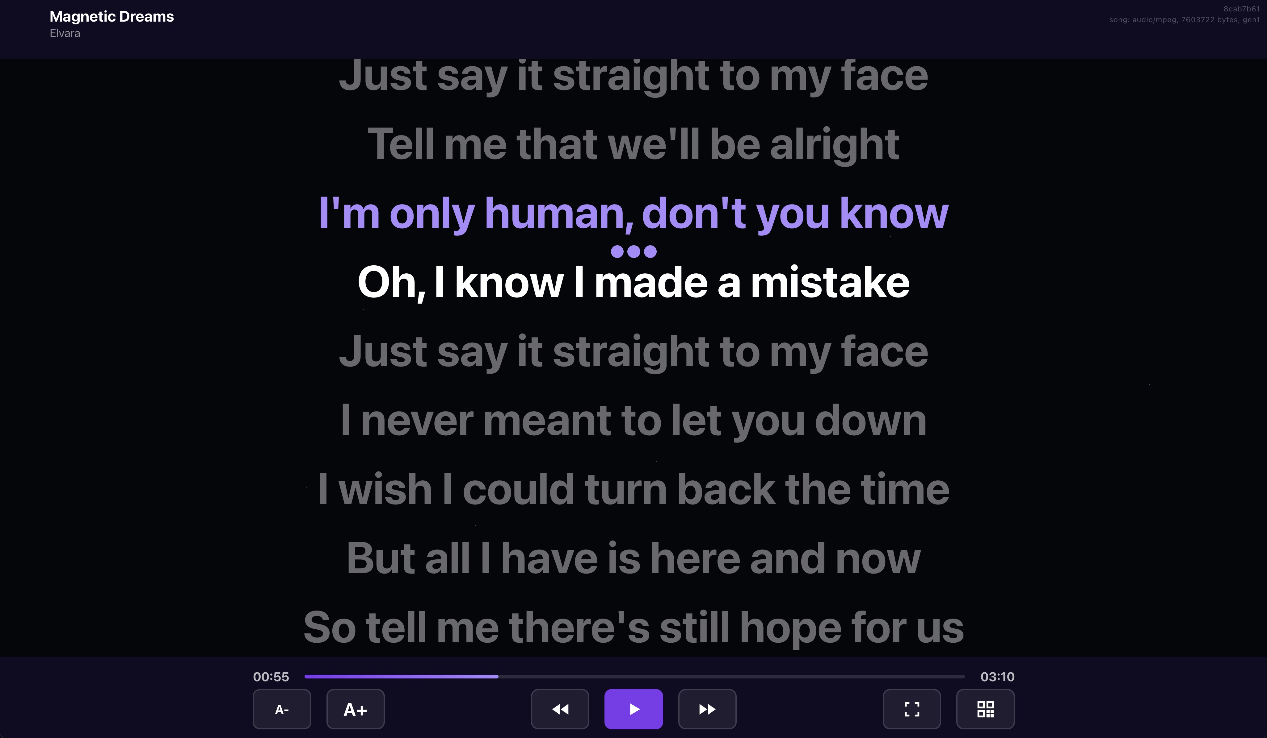 Song lyrics on the big screen